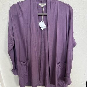 Oversized Splendid Lavender Cardigan with pockets, cuffed sleeves, soft fabric